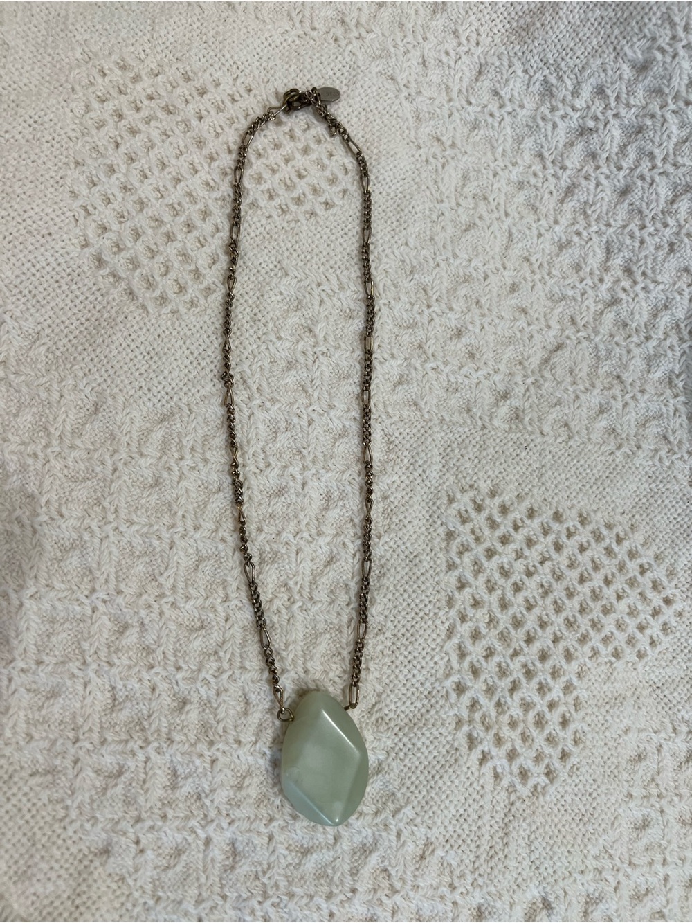 Vintage Y2K Express fashion necklace green/cream irregular oval mixed link chain